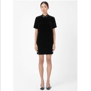 COS Black Velvet Silk PeterPan Collar Dress Size 6